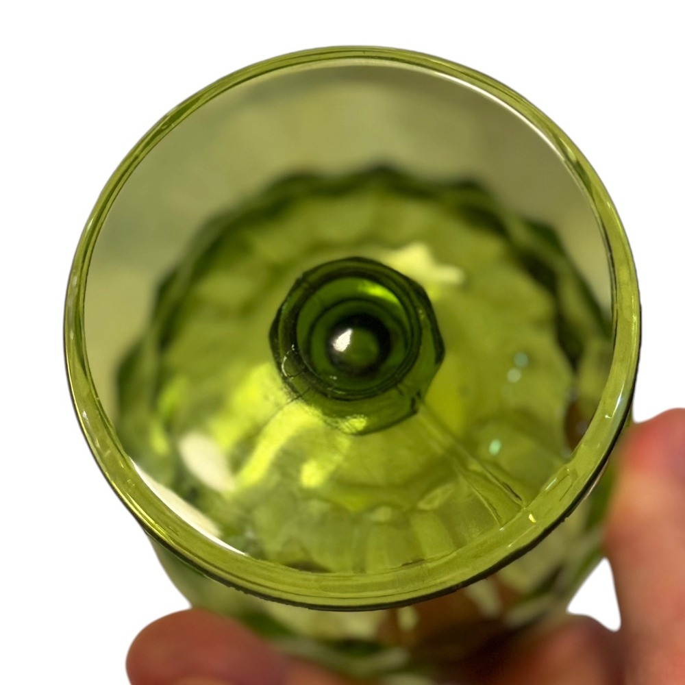 Vintage Indiana Glass Whitehall Avocado Green Sherbet Cups Set of 2 MCM Retro - Picture 15 of 16